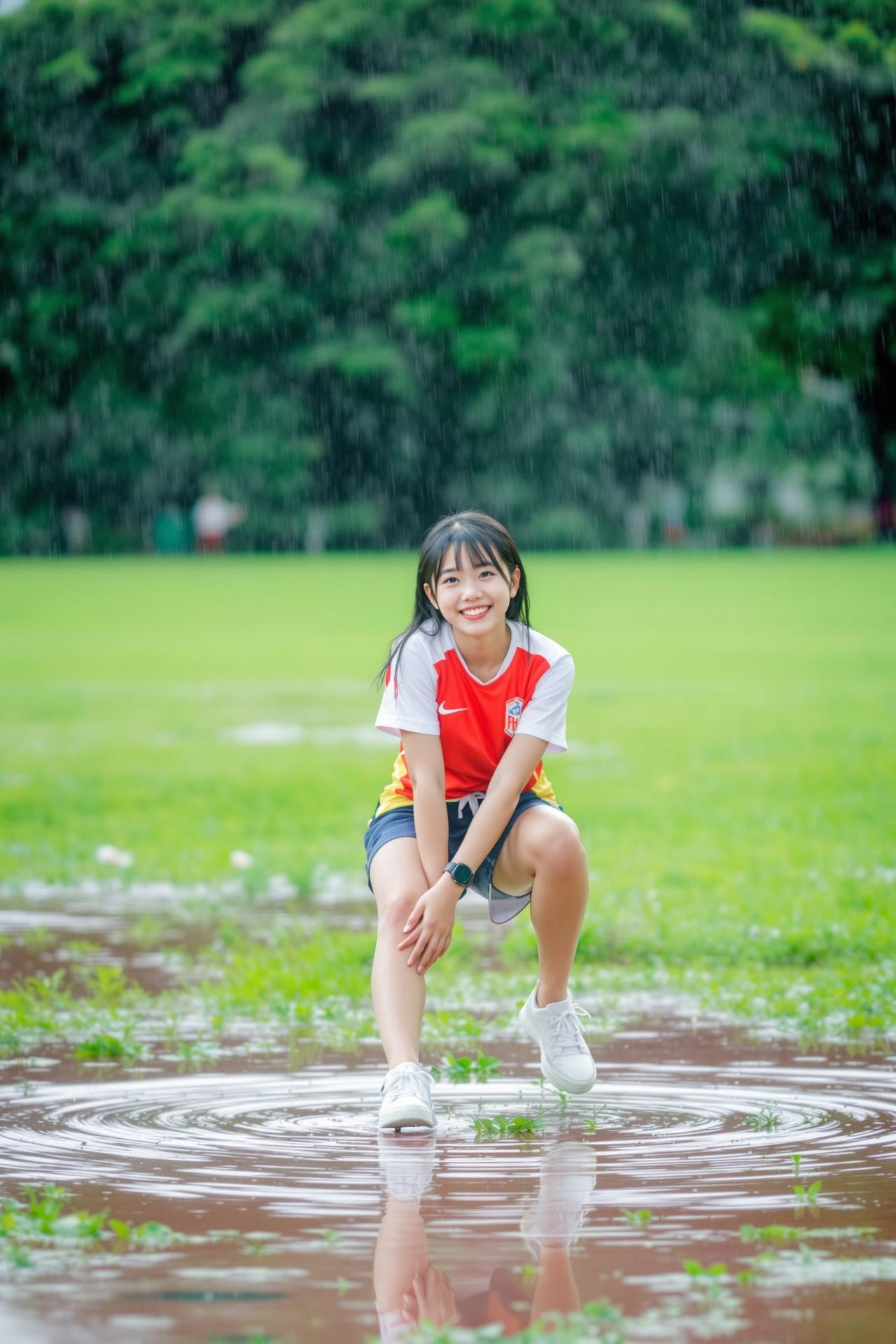 雨后操场的青春气息